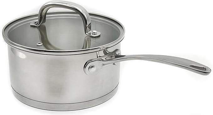 MAGGOPAN Stainless Steel Saucepans Impact Bonded Right Angles SS Saucepan 3.3QT 20cm