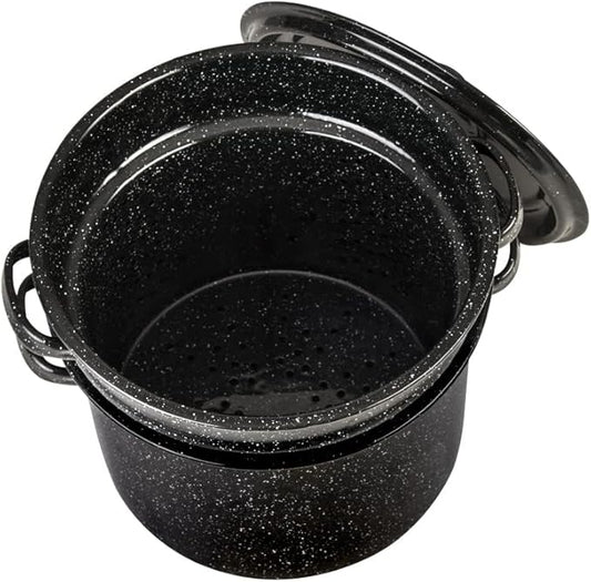 Granite Ware 7.5-Quart Stew Pot with Glass Coating - Chip-Resistant, Non-Porous, Naturally Non-Stick Steel Core Pot for Even Heat Distribution - Great for Stews, Sous Vide Cooking (Speckled Black)