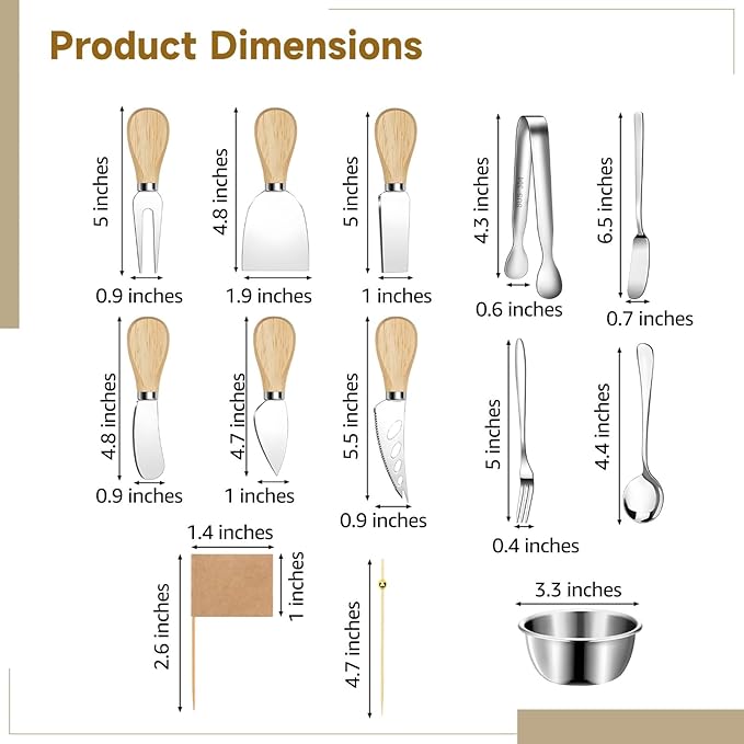 169 PCS Charcuterie Board Accessories Set, Cheese, Butter & Honey Spreader Knives Forks Spoons Serving Tongs Cocktail Picks Mini Bowls Flags for Party Platters & Dining