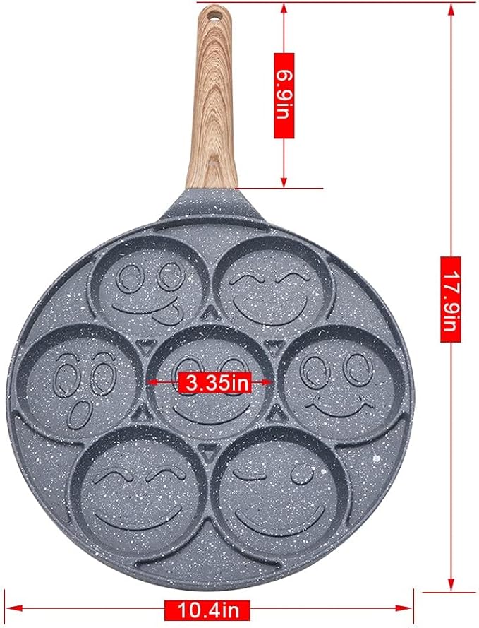 Pancake Pan Nonstick - 10 Inch Pancake Maker Pan With 7-Cup Mold Blini Pan Silver Dollar Pancake Pan Breakfast Griddle,100% PFOA Free