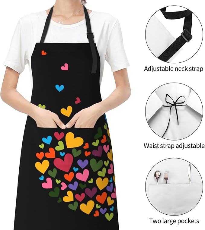Apron with Pockets Aprons for Women Men Kitchen Chef Apron for Cooking Gardening Server Waitress Painting
