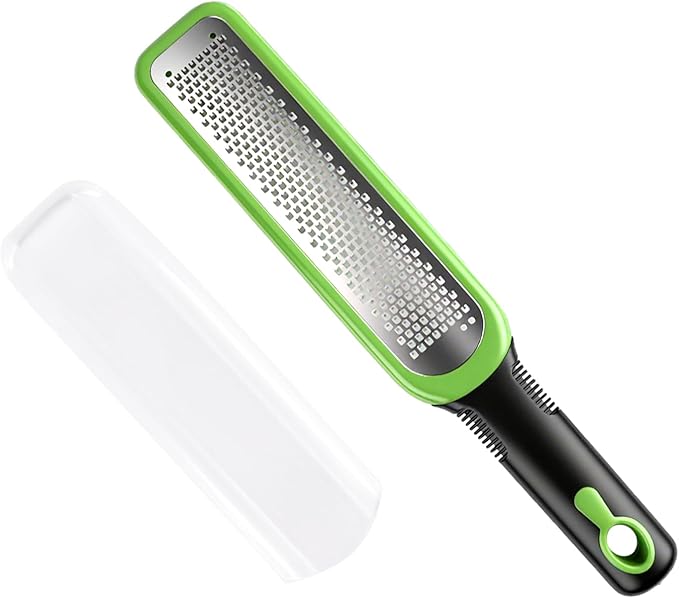 Lemon Zester & Cheese Grater, Kitchen Premium Grater, Ideal for Home Cooks Make Chocolate, Fruits, Vegetables, Ginger, Garlic- Stainless Steel Blades with Protective Cover, Cleaning Brush