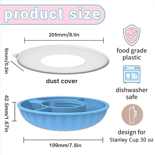 Snack Bowl for Stanley Cup, Silicone Snack Tray with Lid Compatible with Stanley Cup 30 oz, Reusable Snack Ring Suitable for Car Cup Holder, Home, Outdoor (1Pcs, Cream White)