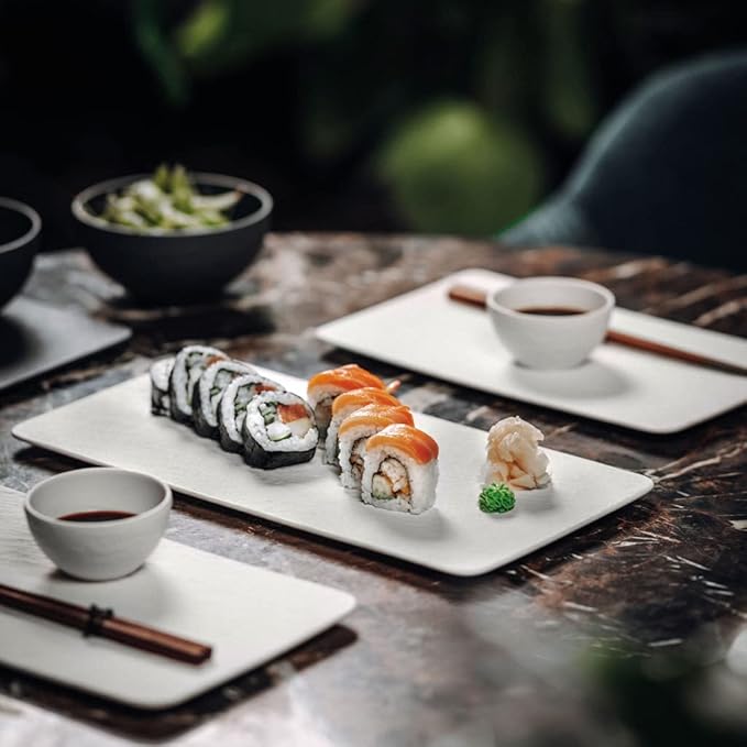 Villeroy & Boch Manufacture Rock Blanc Rectangular Serving Platter White for Meat, Fish and Vegetables, Premium Porcelain