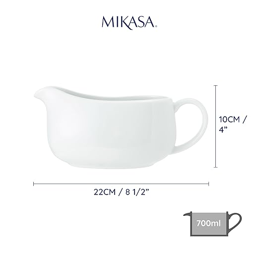 Mikasa Chalk Porcelain Gravy Boat 700ml, Suace Jug, Serving Dish, Labelled, Black