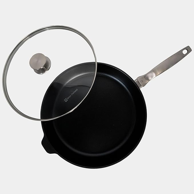 Swiss Diamond Nonstick Hybrid Ceramic and Diamond-Infused Deep Saute Pan With Glass Lid, Dou Ceramic, Dishwasher & Oven Safe Up To 500 °F (5.8 Quart)