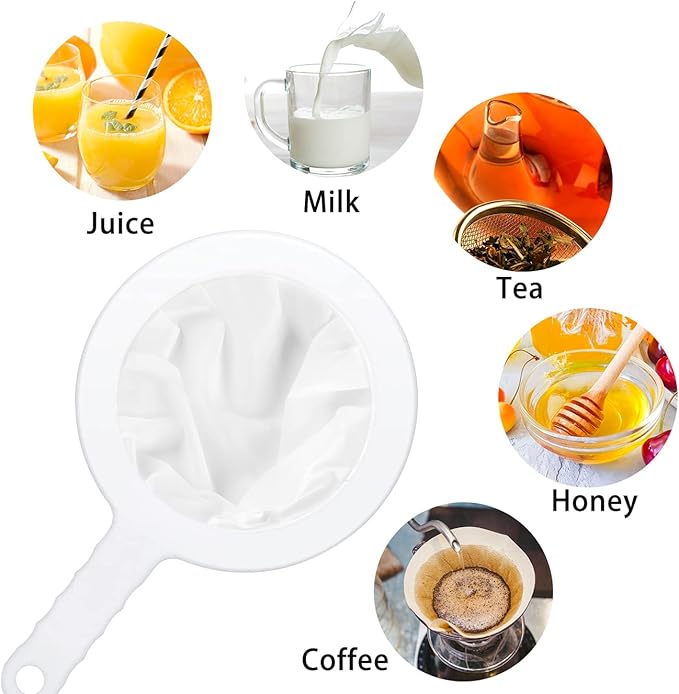 WXJ13 3 Pieces Ultra-Fine Nylon Mesh Strainer, Food Yogurt Mesh, Plastic Sieve Fine Mesh Colander with Handle for Filtering Juice Milk Soy Coffee Honey Wine Yogurt (100/200/400Mesh)