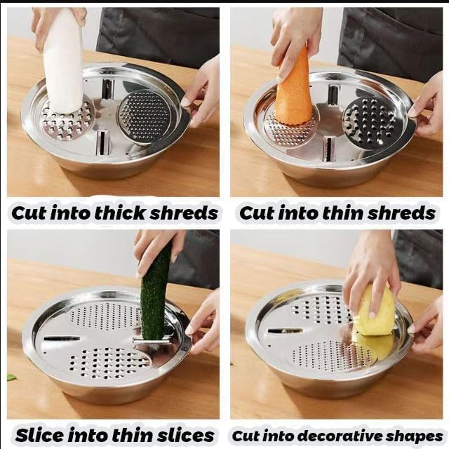 Germany Multifunctional Stainless Steel Basin, 3 in 1 Multifunctional Stainless Steel Basin Strainer Set with Vegetable Strainer & Drain Basket, for Vegetables Fruits (S: 24cm/9.5in)