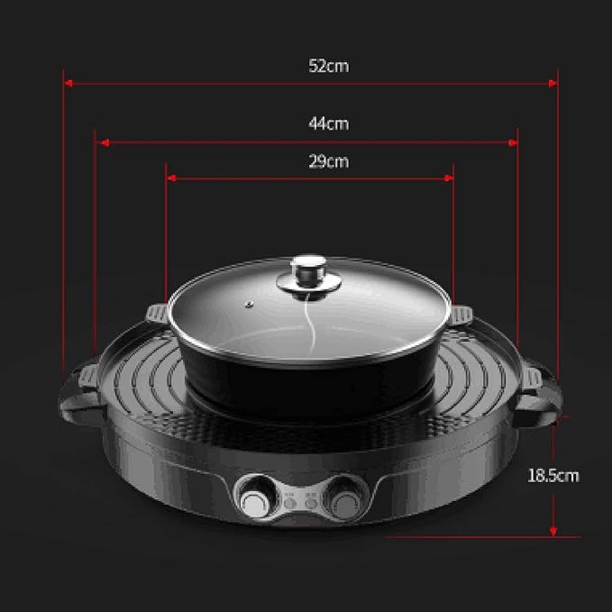 Food Party Hot Pot with Grill 2 in 1 Indoor Non-Stick Electric Pot and Griddle Korean BBQ Grill Indoor Smokeless Hotpot Pot Electric Cooker with Separable Cooking Plate & Independent Dual Temperature