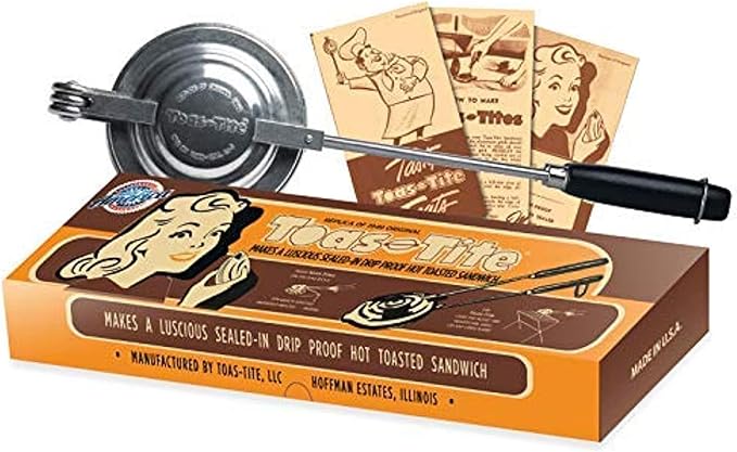 Handheld Sandwich Maker, Classic Sandwich Grill & Panini Press, Cast Aluminum Pie Iron, Retro 1945 Stovetop & Campfire Toaster for Hot Sandwiches, Pies, Paninis, RV & Camping