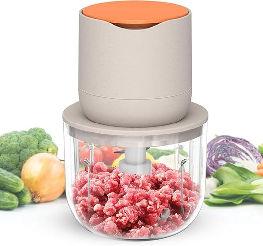 LVSENLIN Wireless Electric Food Processor，600ML Electric Food Chopper For Meat,Onions,vegetables,Garlic,Complementary Food, Meat Chopper Blender