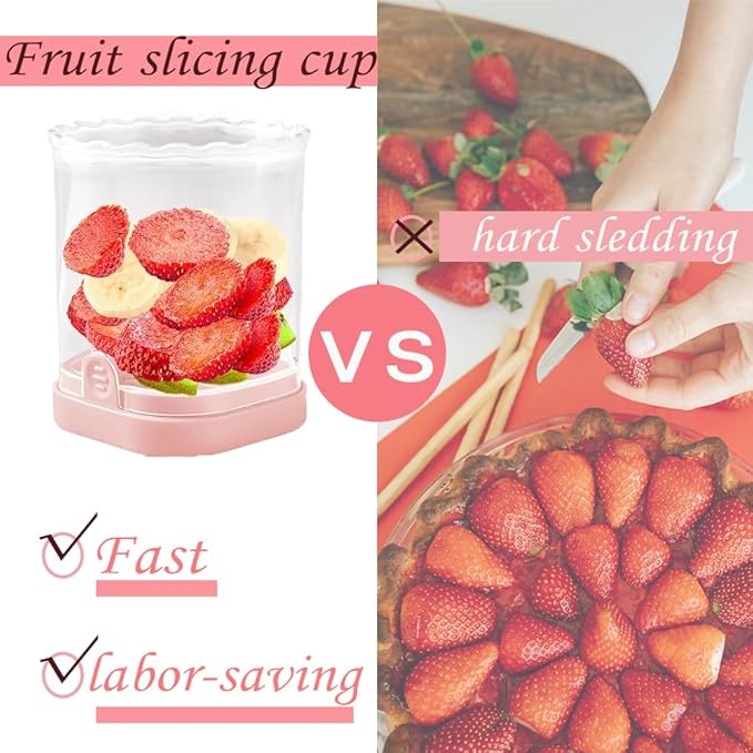New Fruit Slicer with Push Plate, Egg Banana Strawberry Cutter, Portable Slicing Tool, Kitchen Gadget for Making Salad/Breakfast/Desserts