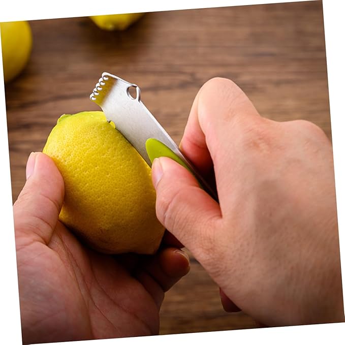 Stainless Steel Lemon Peel Grater Knives Multi-functional Wire Cutter for Easy Citrus Peeling for Kitchen Cocktail Garnishing Premium Kitchen Gadget Yellow