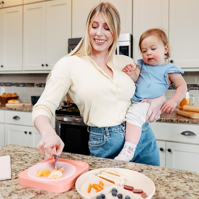 Sharp Rocker Knife for Adults – Chef-Grade Kitchen Knife for Parents and Kids 12+ with Non-Slip Cutting Board, Dishwasher Safe, One-Handed Meal Prep, Microplastic-Free Insert (Sweet Peach)