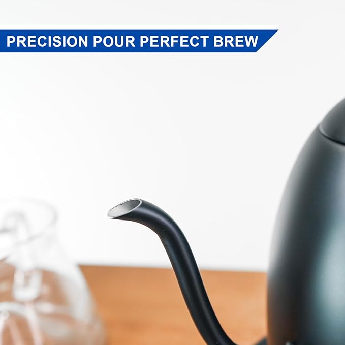 Bonavita Cosmopolitan 1.0L Gooseneck Electric Kettle, Stainless Steel Water Boiler for Coffee Brew and Tea Precise Pour Control, 6 Preset Temps, Glass Touch Panel, 1200W Fast Boil, Matte Black