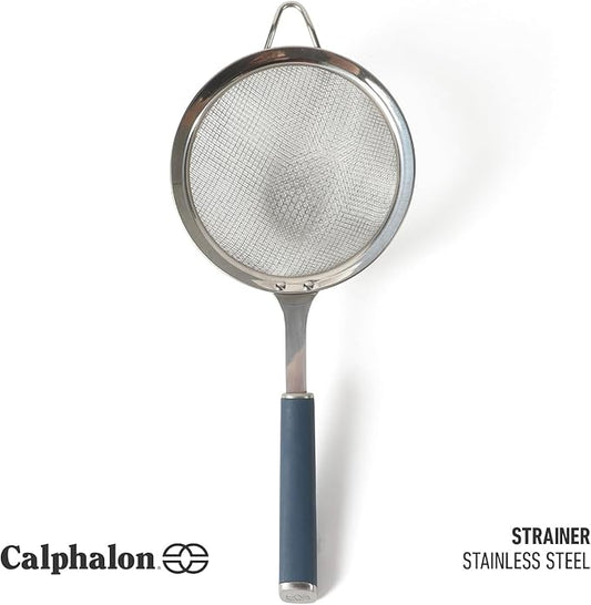 Calphalon Edge Stainless Steel Strainer w/Thermoplastic Rubber Handle - Navy Blue