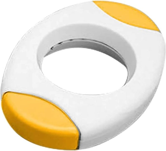 Egg Shell Cutter and Breaker, Food Grade Plastic, White and Multi-Color Accents, Manual Opener with Stainless Steel Teeth (Yellow)