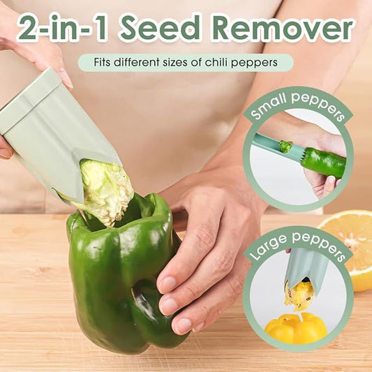 Red Bell Pepper Seed Corer,2024 New Stainless Steel Fruite Corer,For Vegetables Fruit Kitchen Gadget (C+A)