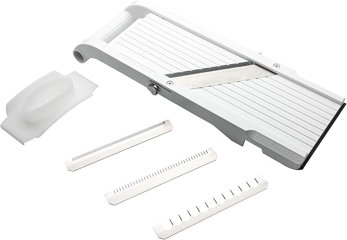 Benriner Mandoline Super Slicer, with 4 Japanese Stainless Steel Blades, BPA Free, 14.5 x 5.25-Inches, New Model