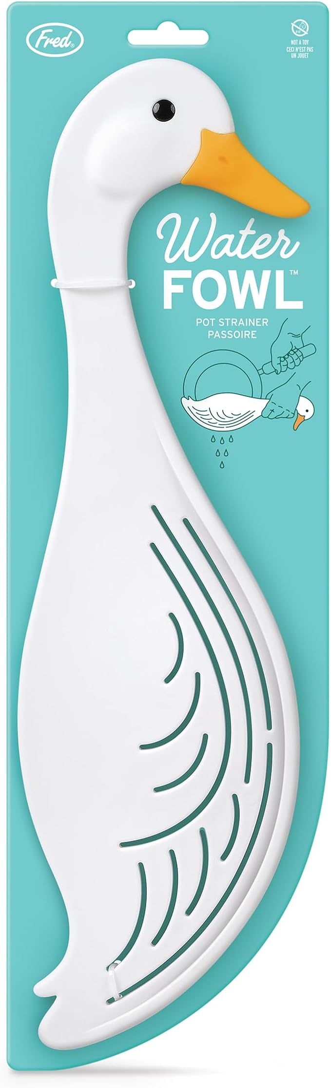 Genuine Fred WATERFOWL Goose Pot Strainer – Great for Pasta and Vegetables - Easy One-Handed Draining - Space-Saving Design - Funny Kitchen Gadget and Accessory
