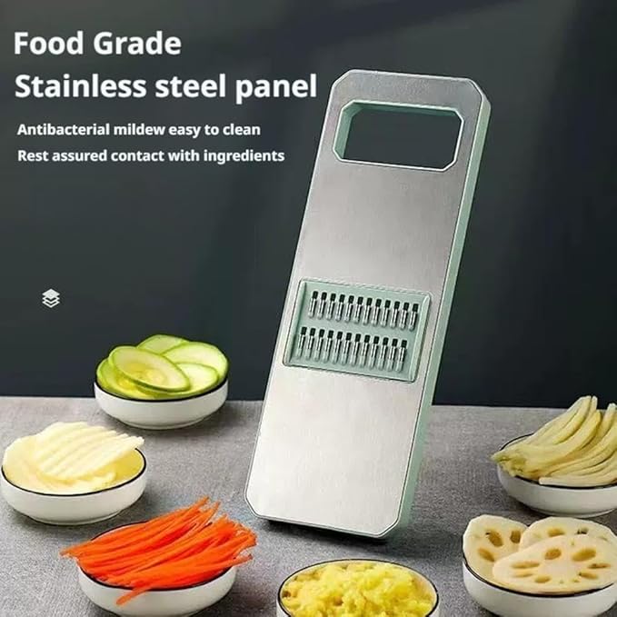 Multifunctional Vegetable Cutter,Vegetable Chopper Set,Manual Food Cutter & Dicer with 5 Blades,Hand Safe Knife, Mandoline Slicer for Vegetables, Meal Prep & More,Kitchen Gadgets (Slivery)