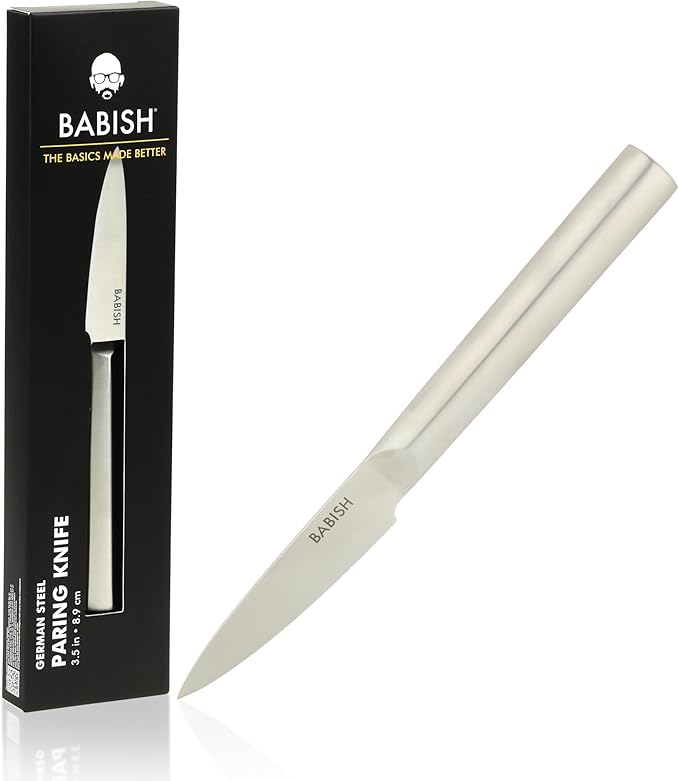 Babish 1.4116 German Stainless Steel Paring Knife – 3.5-Inch Precision Kitchen Knife for Peeling, Trimming & Prep Work, Full-Tang Blade