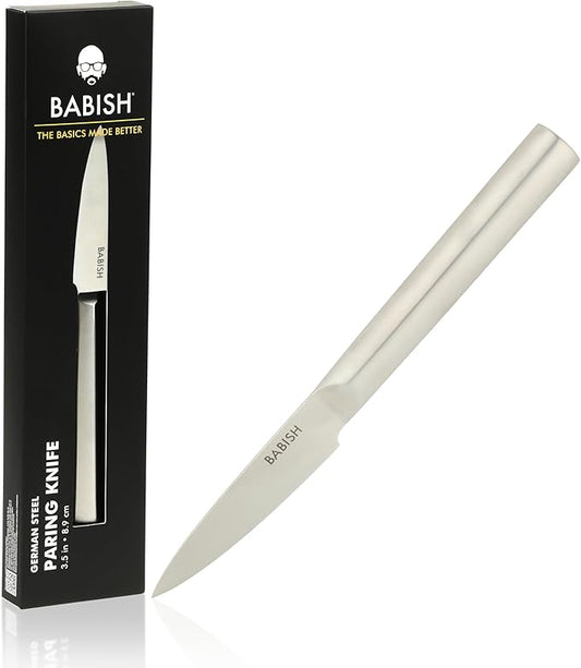 Babish 1.4116 German Stainless Steel Paring Knife – 3.5-Inch Precision Kitchen Knife for Peeling, Trimming & Prep Work, Full-Tang Blade