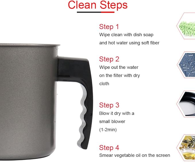 Cambom Bacon Grease Container with Fine Mesh Strainer, 1.3 L almost 6 Full Cups Iron Cooking Oil Can with Removable a Coaster Tray for Kitchen Fat Storage Grey