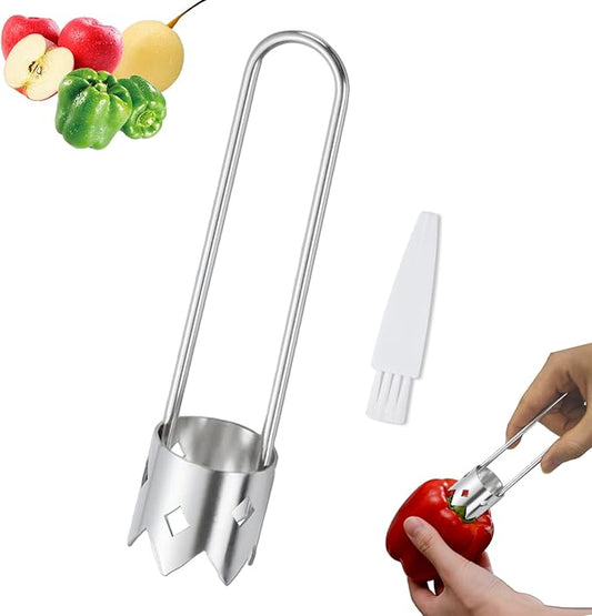 Bell Pepper Corer, Apple Corer, Pepper Seed Core Remover Tool, Stainless Steel Apple Core Remover Tool, Multifunctional Corer Tools for Vegetable Fruit Practical Kitchen Gadget Tools (1 Pcs)