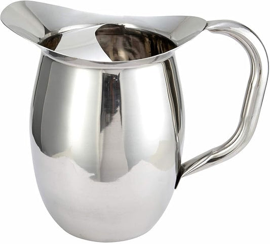 Winco WPB-2C Deluxe Bell Pitcher with Ice Catcher, 2-Quart, Stainless Steel, Medium