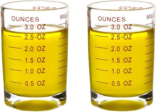 Shot Glass Measuring Cup 3 Ounce/90ML Liquid Heavy High Espresso Glass Cup 2 pcs by TIYOORTA (Red 90ML 2PCS)