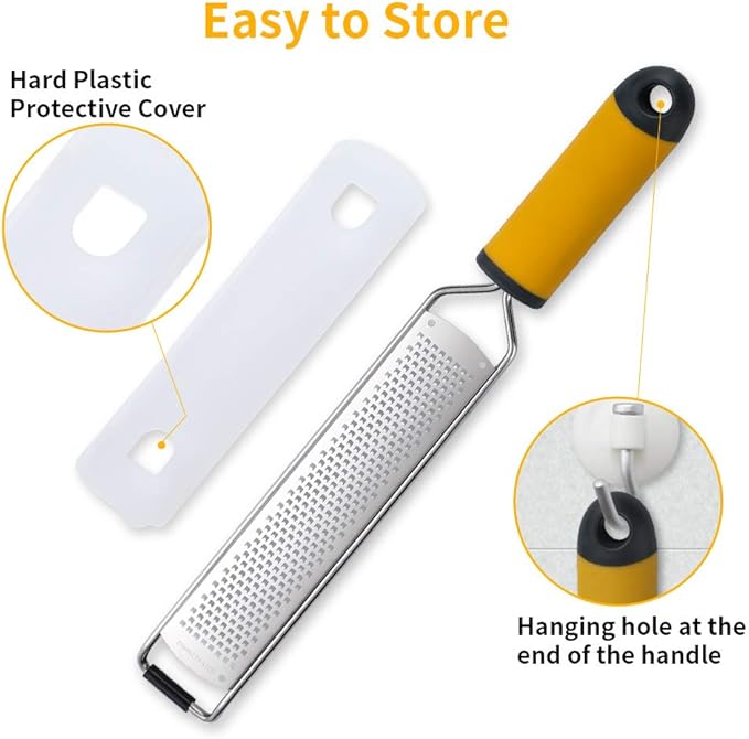 Upgraded Cheese Grater Lemon Zester Tool for Kitchen, Aisoso Premium Stainless Steel Blade Apply to Parmesan Cheese, Ginger, Garlic, Nutmeg, Citrus, Coconut, Chocolate