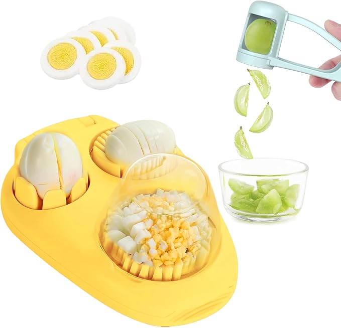 Egg Slicer and Grape Slicer for Fruit Salad, 4 Slicing Modes Slicer, Stainless Steel, Easy Grape and Tomato Slicing, for Grape, Egg, Strawberry,Cherry,Tomato,Send Goods From Local Warehouse