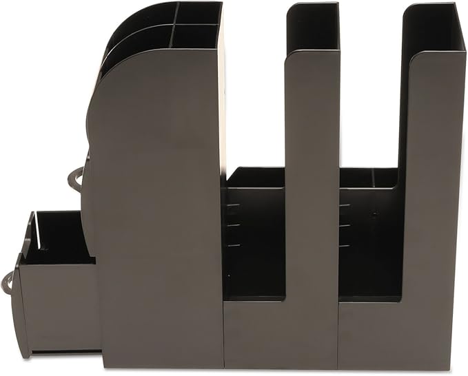 Mind Reader Cup and Condiment Station, Countertop Organizer, Coffee Bar, Kitchen, Stirrers, 5.35"W x 11.25"L x 11.15"H, Black
