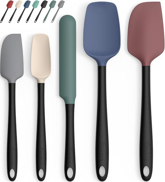 Coukre Silicone Spatula Set of 5,High Temperature Resistant, Food Grade Silicone, Dishwasher Safe, for Baking, Cooking (Colorful A)
