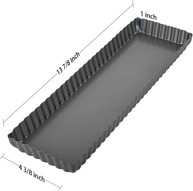 Tiawudi 2 Pack Rectangular Tart Pan, Non-Stick Quiche Pan with Loose Bottom, the Fluted Edges on Your Tarts and Quiches,13 7/8 Inch