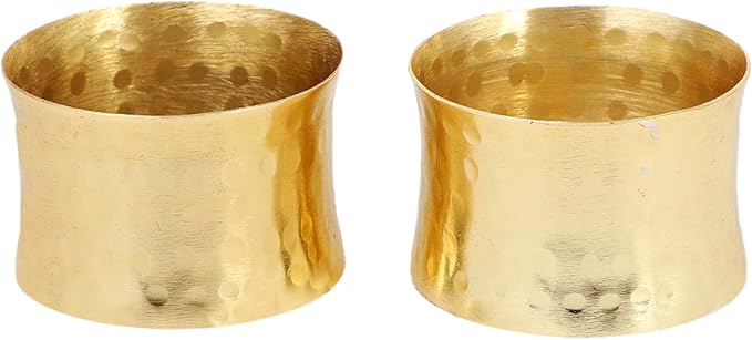 Handmade Round Hammered Golden Napkin Rings Holder for Dinning Table Parties Everyday, Set of 6