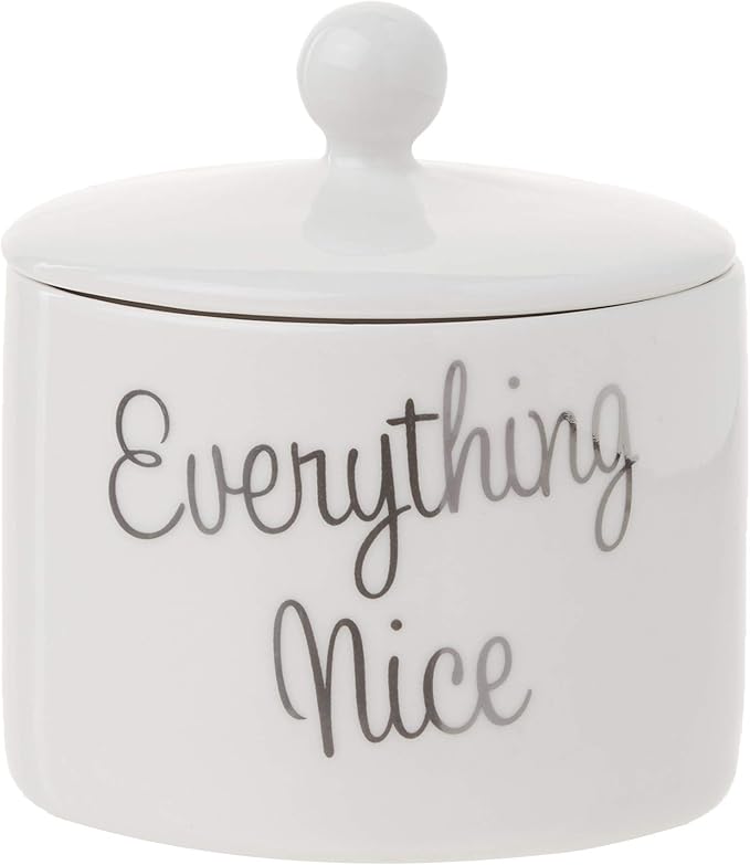 Kate Aspen Ceramic Sugar Bowl, Spice and Everything Nice, White