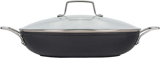 Le Creuset Essential Non-stick Ceramic Shallow Braiser with Glass Lid, 3.9 qt.