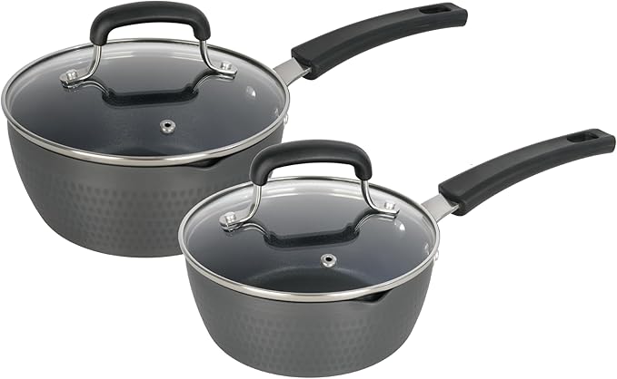 ONGIFT Nonstick Small Sauce Pan with Lid, 1.25 Quart and 2.4 Quart Sauce pan with Pour Spouts, Multipurpose Handy Little Saucepan with Stay Cool Handle, Small Pots for Cooking, Soups, Noodles, Milk
