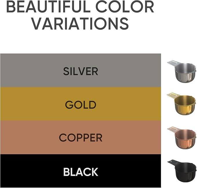 Color Up ⅔ Cup Measuring Cup (160 ml) – Premium Gold Stainless Steel, Accurate for Wet & Dry Ingredients, Embossed Markings, Easy-Pour Spouts, Dishwasher-Safe, Kitchen Essential