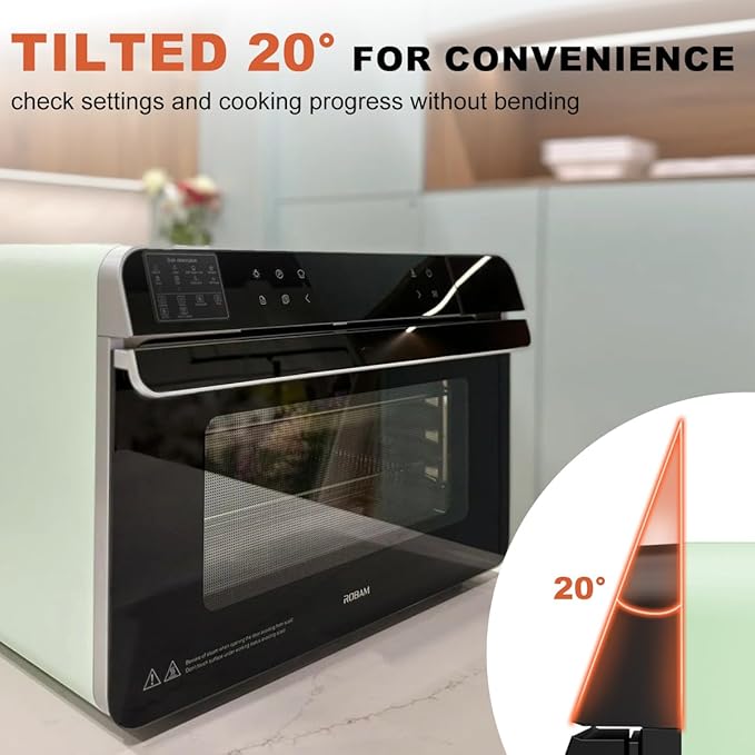 ROBAM Toaster Steam Combi Oven, Countertop Air Fryer 20-in-1 Oven with Convection & Grill, Stainless Steel Interior, 3-Layer Insulated Glass Door, 3 Steam Modes, 30 Built-In Recipes (Red)