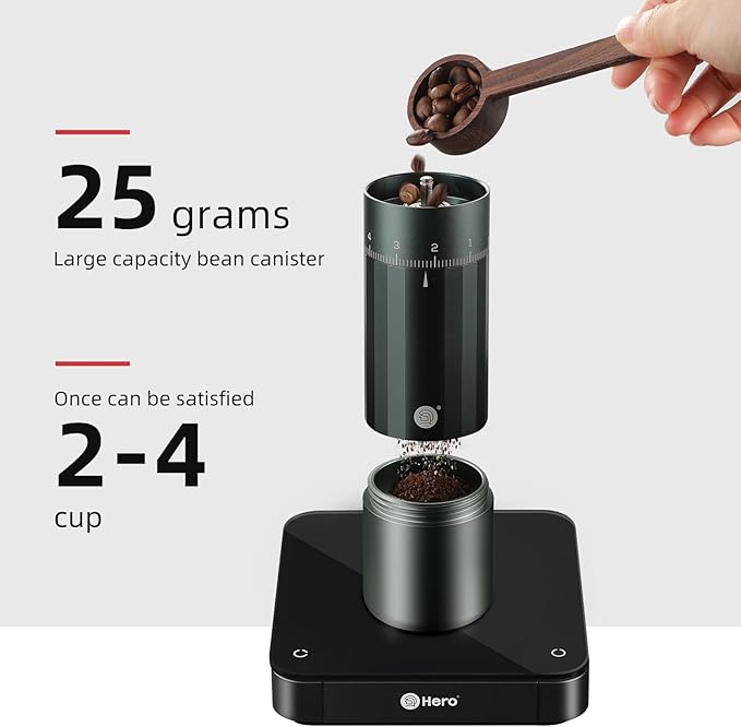 CUFEJORO Manual Coffee Grinder, Z5 Hand Coffee Grinder with 25g Capacity External Adjustable Knob, Manual and Electric Dual Mode grinder, Espresso, Mocha, Pour-over, French Press Gray