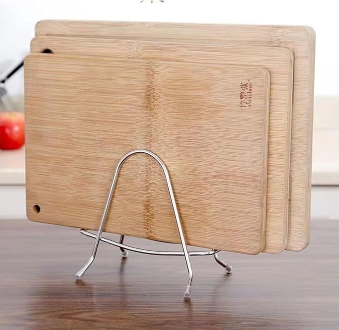 2 Pack Cutting Board Rack Stainless Steel Wire Type Cutting Board Holder Stand Organizer Storage for Wooden Cutting Boards Bamboo Chopping Board Pot Cover Pan Lid Countertop Kitchen