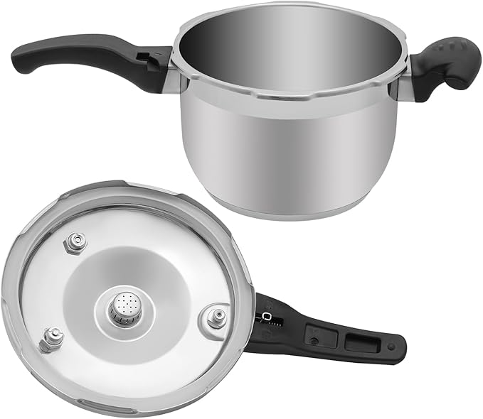 Bokknppo Stainless Steel Pressure Cooker Large Capacity 60Kpa Pressure Pot Explosion-proof Compound Bottom Pressure Canner with Pressure Limiting Valve for Gas Stove Induction Cooker (3L/0.79gal)