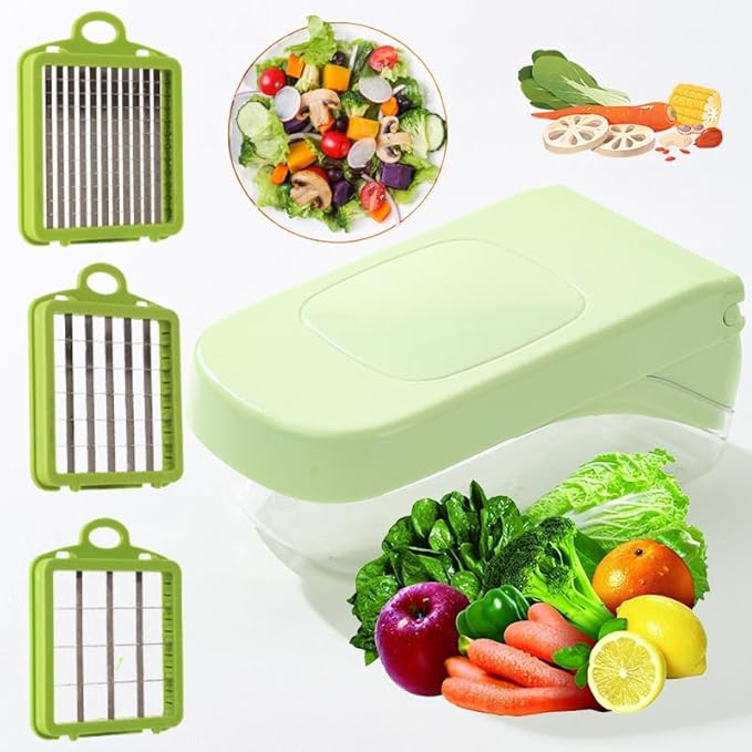 14-in-1 Adjustable Mandoline Chopper – Vegetable Slicer with Container, Blade Guard & Peeler – No-Slip Base