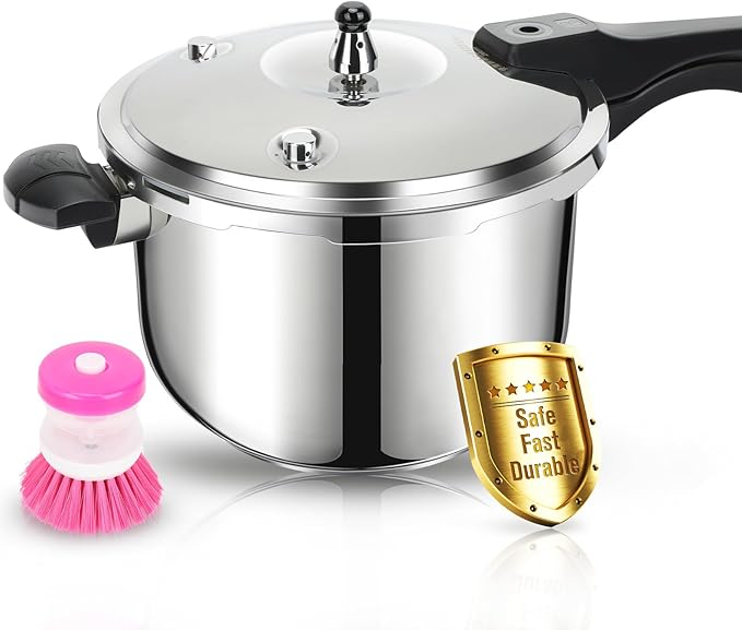 Stainless Steel Pressure Cooker, Peterboo 3 Quart Induction Compatible Thickened Small Pressure Cooker with Spring Valve Safeguard Devices, Compatible with Gas & Induction Cooker 1-2 people Use