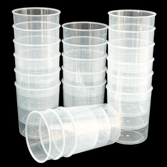 20 Pack 100ml/3.4oz Plastic Liquid Measuring Cups Transparent Mixing Cups Medicine Cups Lab Graduated Beakers Clear Measuring Jugs Set Medium Kitchen Baking Cooking Measure Tool Home