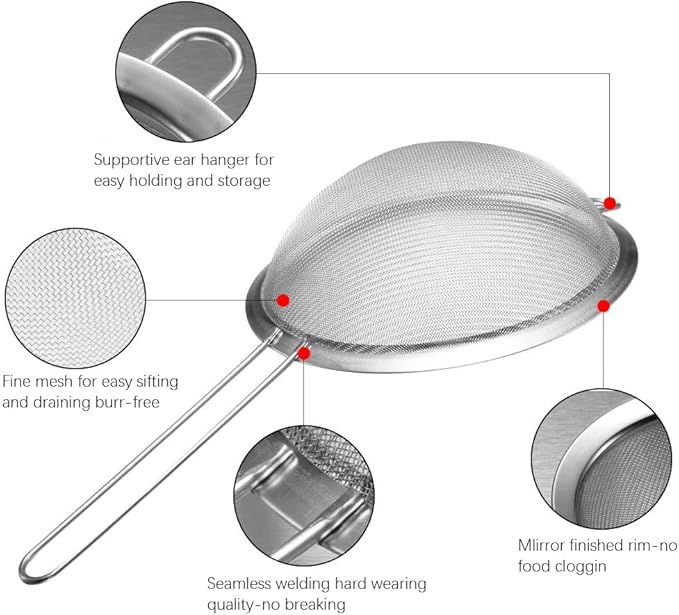 Multifunctional Stainless Steel Filter Spoon, 3-Piece Fine Mesh Milter, Stainless Straniners, Easy to Clean. Safe, Durable, and Versatile.