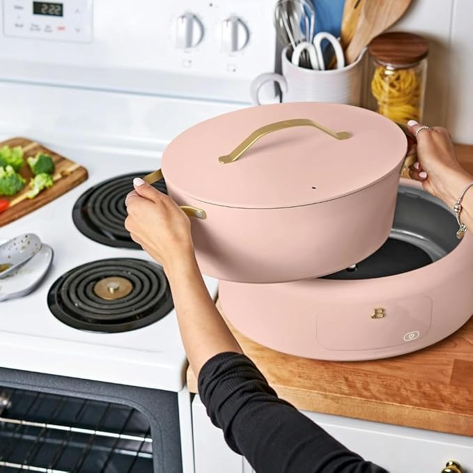 Beautiful 10-in-1 6-Qt Programmable Multi-Cooker with Oven-Safe Pot & 7 Presets – Slow Cook, Rice, Steam, Sauté (Rose)